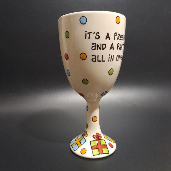 Hand-Painted "Liquid Birthday" Wine Goblet By Our Name Is Mud - Picture 5 of 14